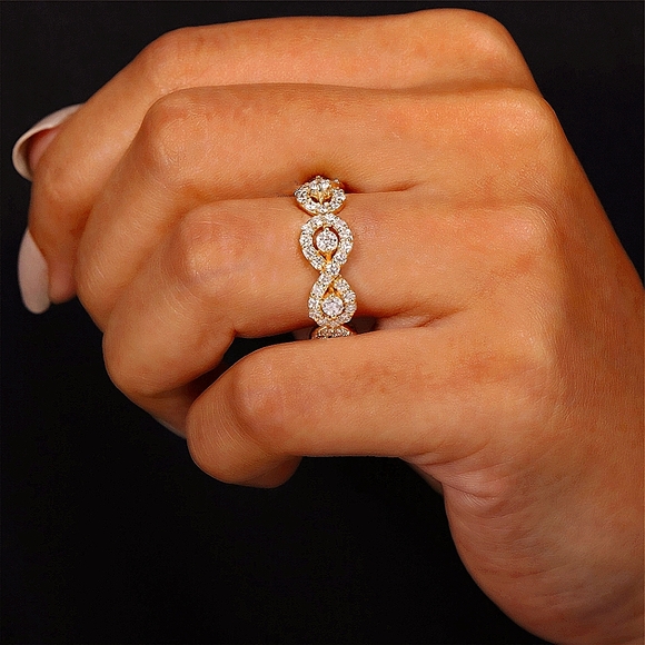 18K Yellow Gold Diamond Lab Grown Full Eternity 7mm Wedding Band Vintage Style - Picture 7 of 7